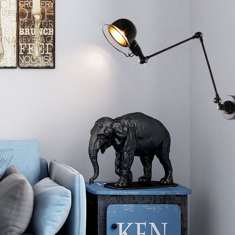 Black Brady Wall Lamp with Elephant Decor
