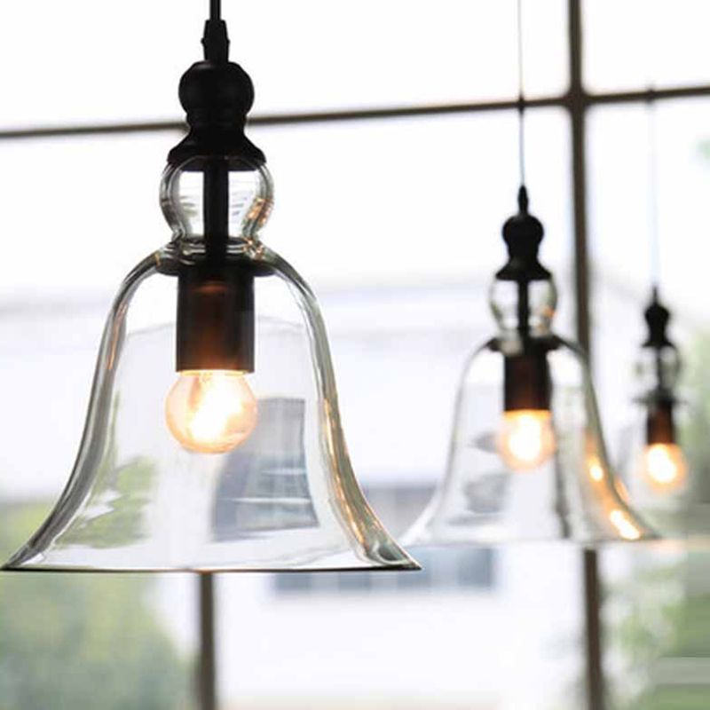 Cooley Bell Pendant Lights in clear glass, modern design