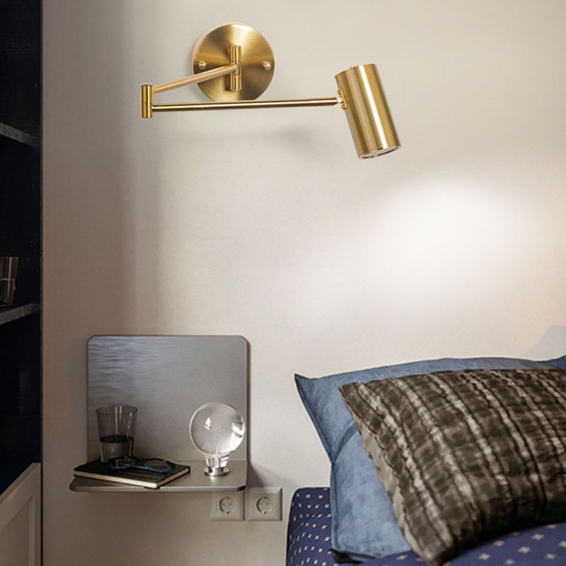 Freja brass wall lamp, cylindrical adjustable lighting
