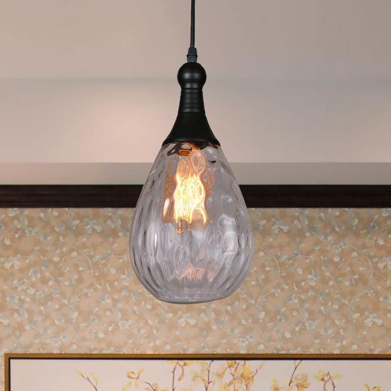 Smoke Gray teardrop pendant light. Las Sola industrial lighting.