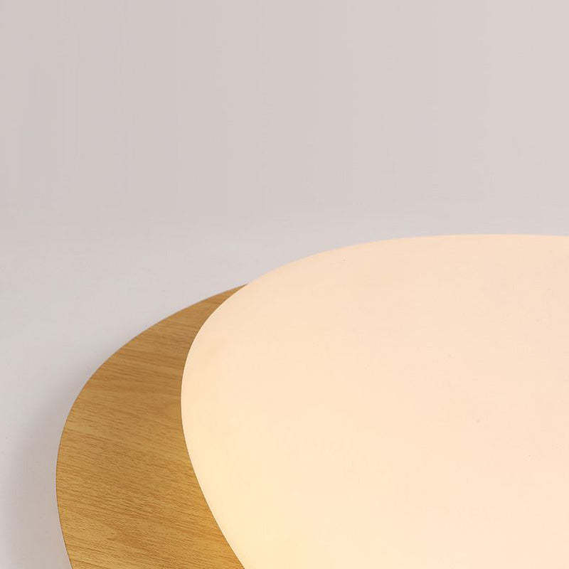 Close-up of Quinn Flush Mount Ceiling Light, wood and acrylic detail