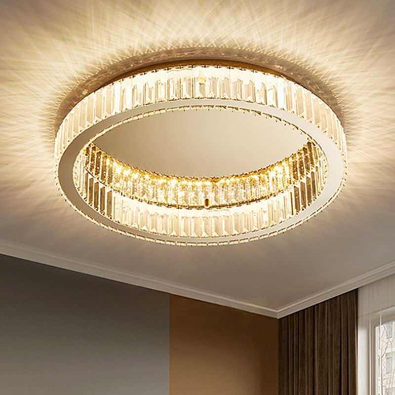 Art Deco Crystal Flush Mount Ceiling Light, gold and crystal