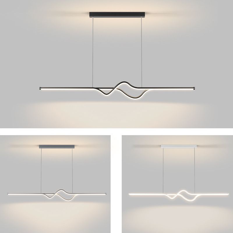 Modern linear pendant light in black, white and grey