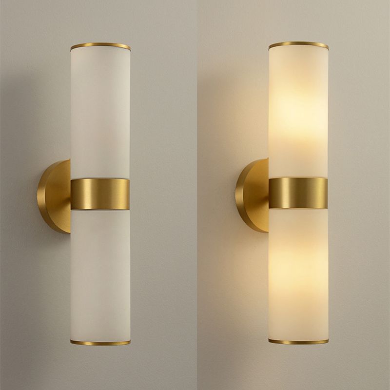Leigh Brass Cylinder Wall Lamp, On and Off
