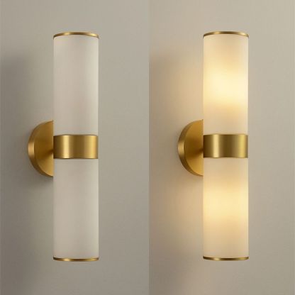 Leigh Brass Cylinder Wall Lamp, On and Off