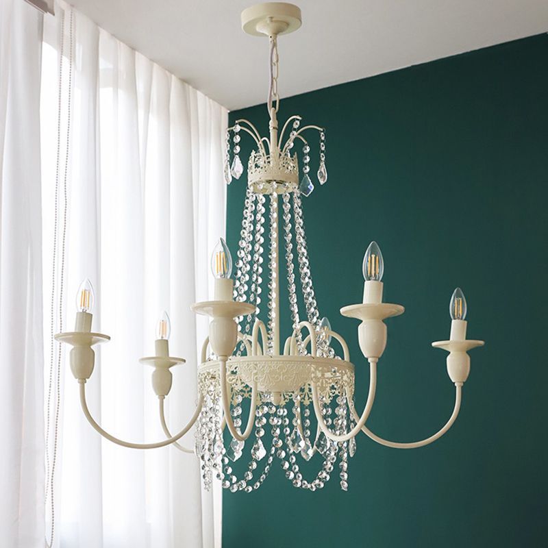 White Silva Crystal Chandelier for Bedroom Lighting