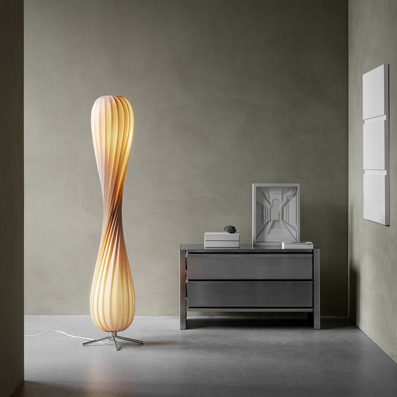 Ozawa Modern Twisted Wood Floor Lamp in a room setting