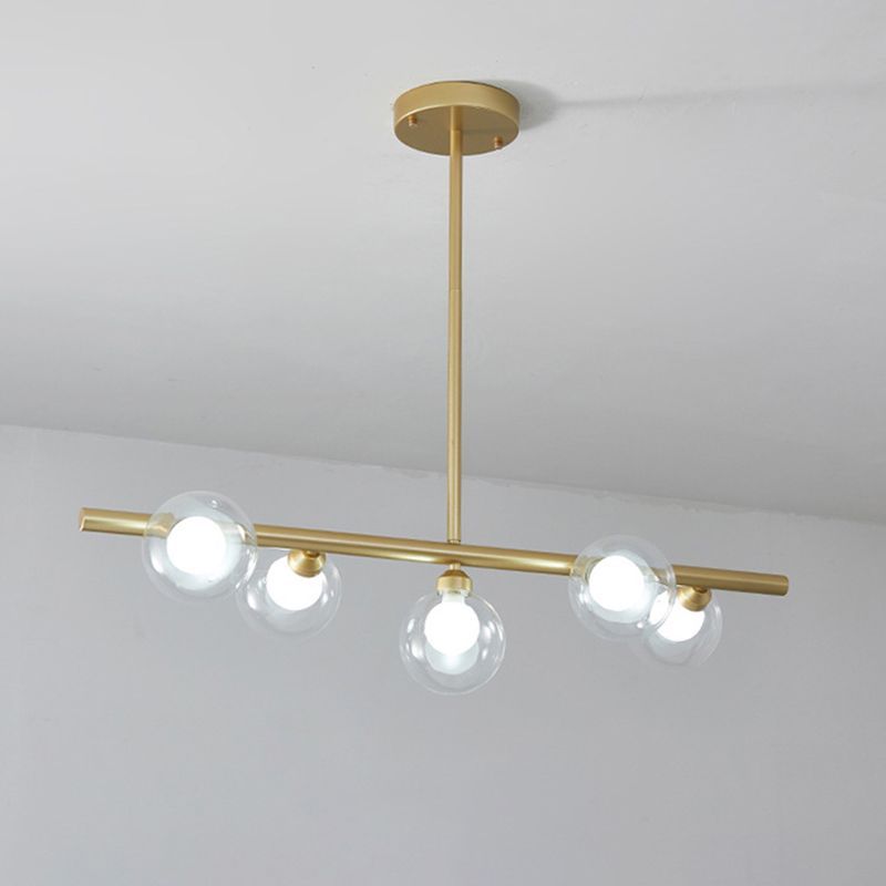 Valentina pendant light, gold finish, glass globe shades