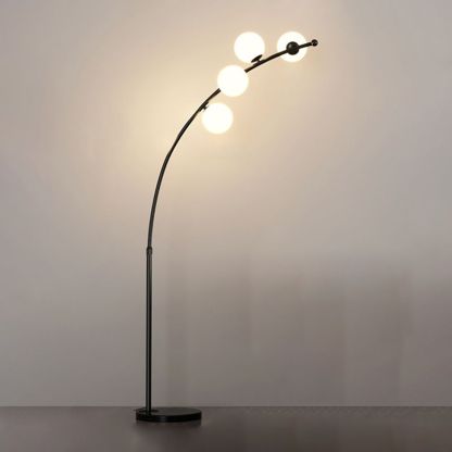 Valentina floor lamp: Black arc lamp with bubble glass shades Valentina Modern Arc Multi Head Bubble Floor Lamp