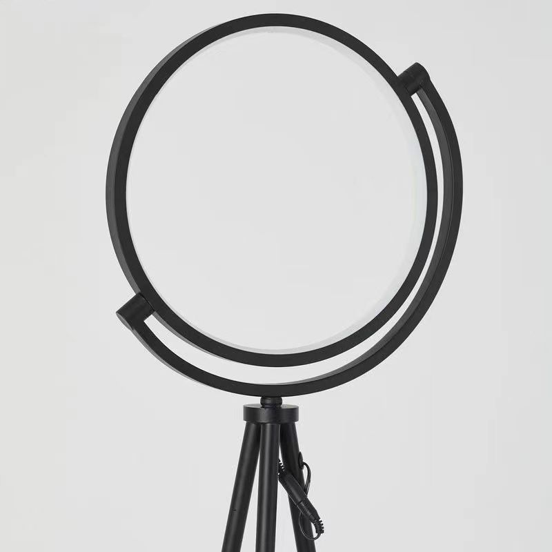 Modern round metal floor lamp Salgado, tripod base, black finish