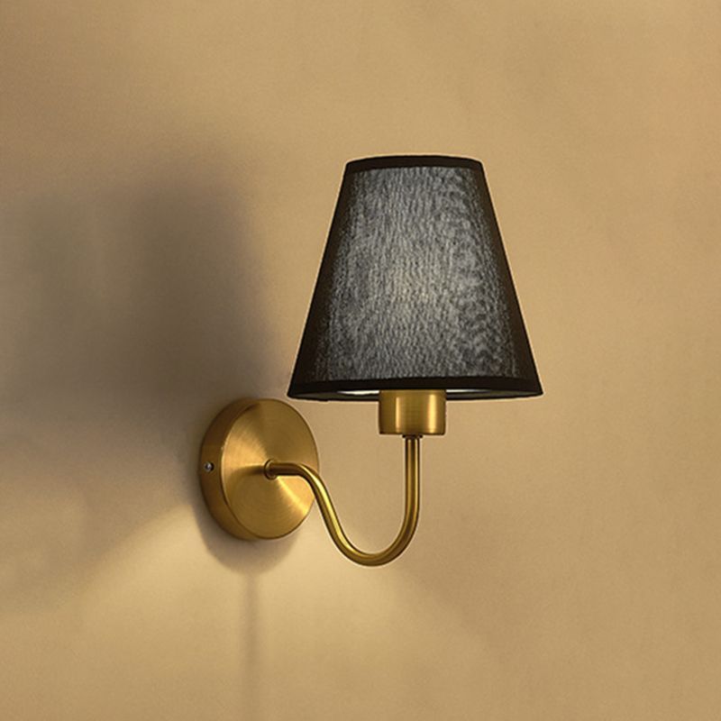 Eryn Nordic Wall Lamp with Black Shade, brass finish