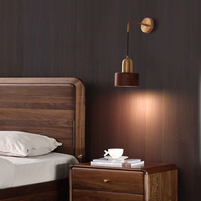 Ozawa Vintage Wooden Cylinder Wall Lamp