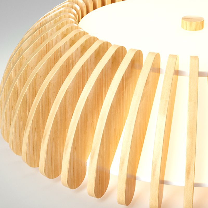 Ozawa wood LED ceiling light, close-up detail.