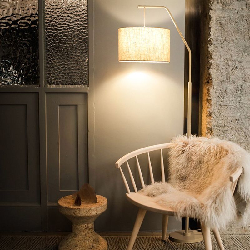 Eryn floor lamp: fabric shade, metal frame, ambient lighting.