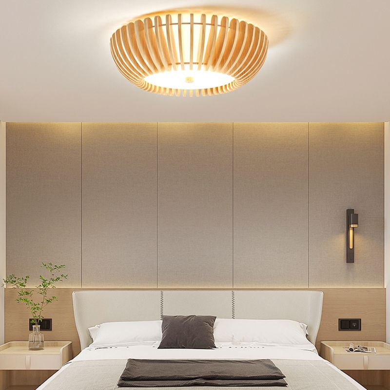 Ozawa wood LED ceiling light in modern bedroom