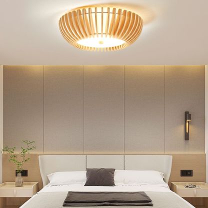 Ozawa wood LED ceiling light in modern bedroom