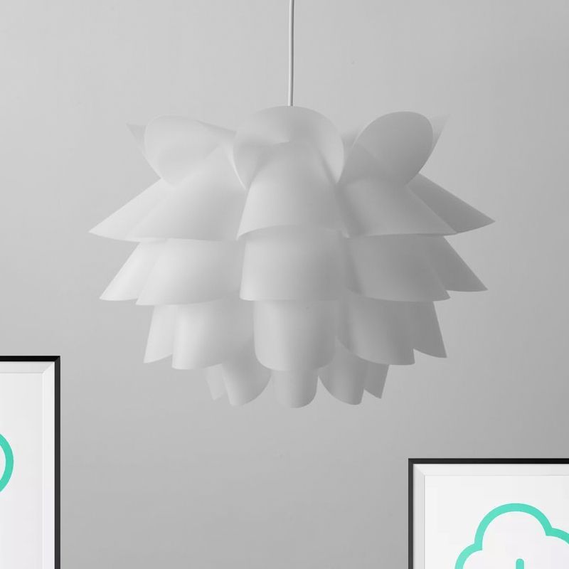 Cairns flower pendant light in white acrylic.