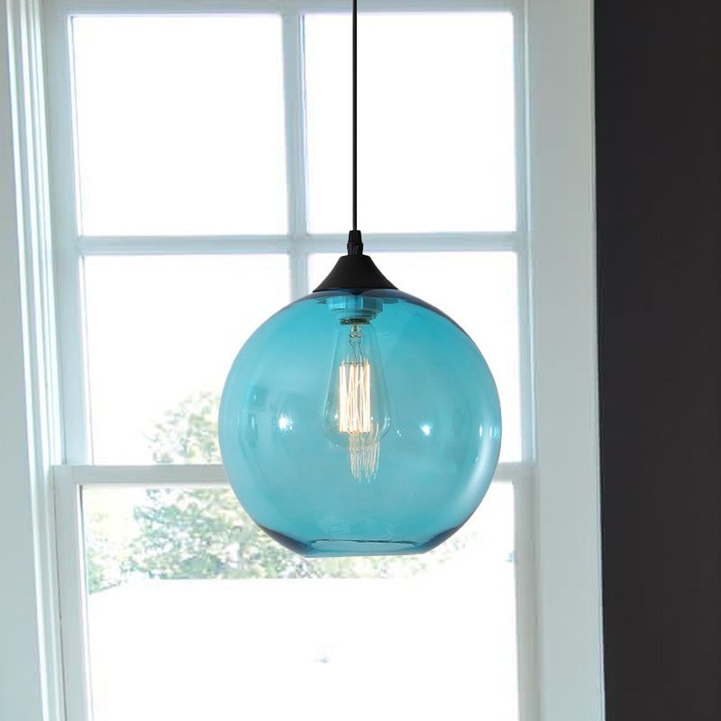 Hailie Blue Glass Globe Pendant Light