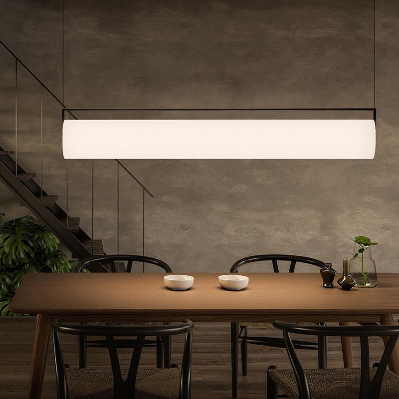Edge Cylindrical Pendant Light above dining table