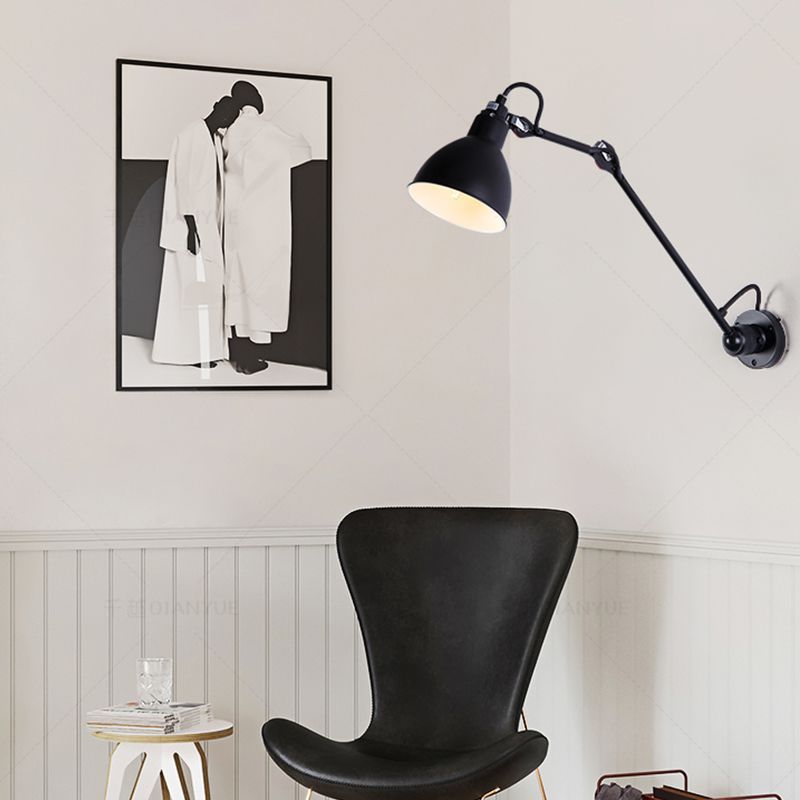 Black Brady Adjustable Wall Lamp in Living Room
