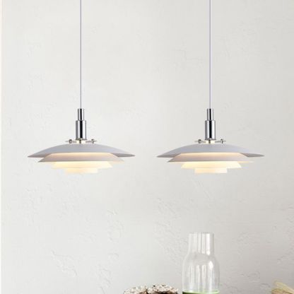 Modern white metal pendant lights, dining room lighting