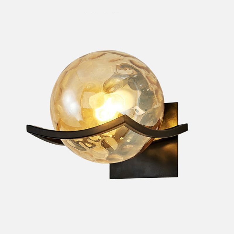 Valentina Vanity Wall Lamp, amber glass shade