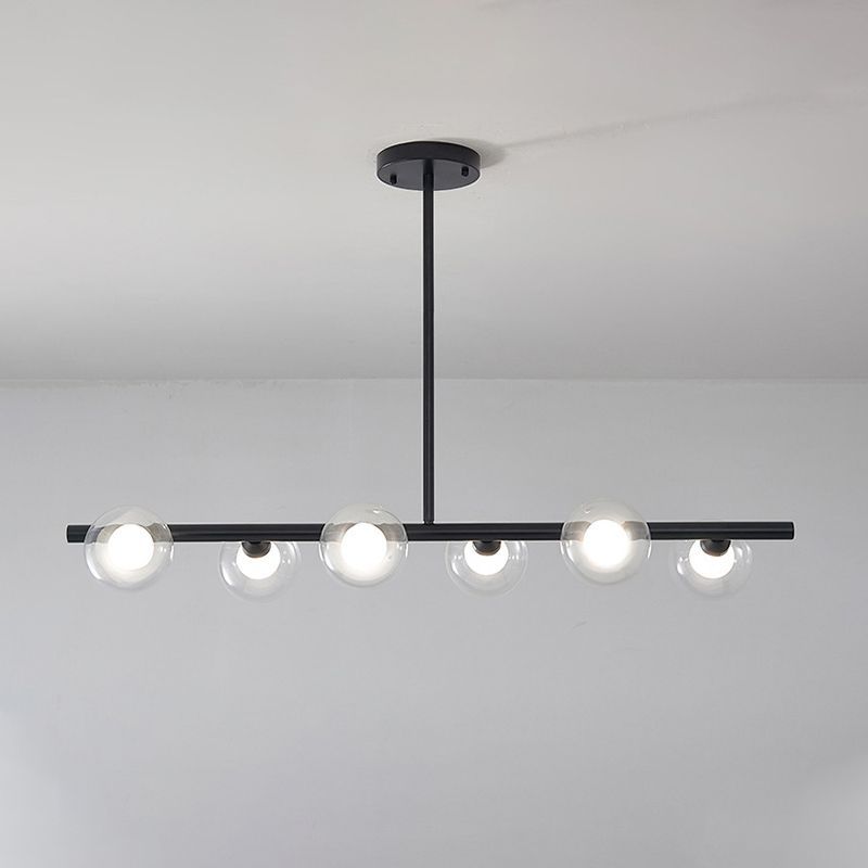 Valentina Nordic Pendant Light, black finish, clear glass globes