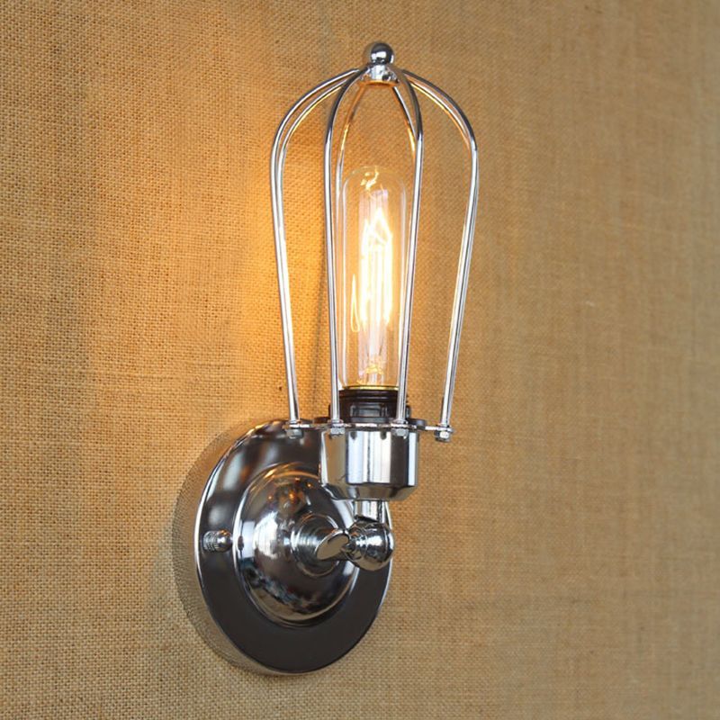 Alessio Vintage Iron Wall Lamp Chrome Finish