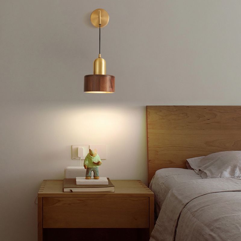 Ozawa Vintage Wooden Cylinder Wall Lamp