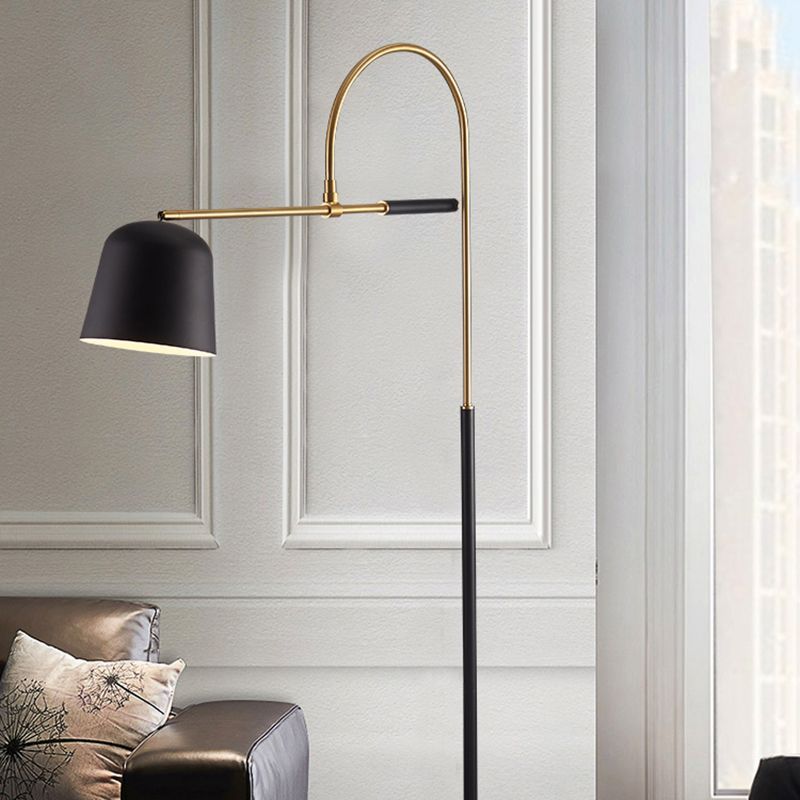 Salgado Modern Arc Bowl Metal Floor Lamp in living room setting