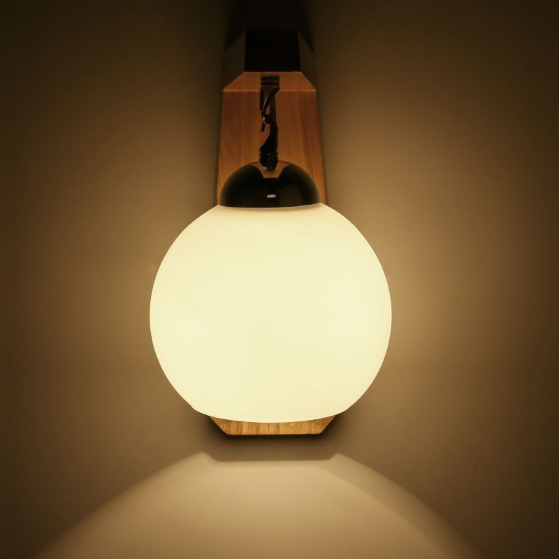 Ozawa Nordic Globe Wall Light - Glass and Wood