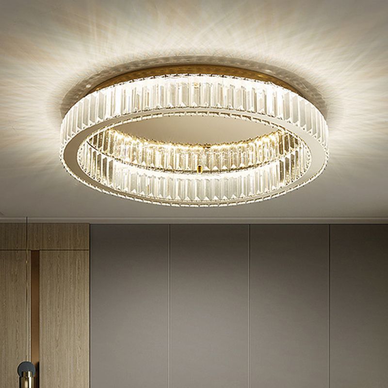 Modern Art Deco Circle Crystal Flush Mount Ceiling Light Gold | Las Sola