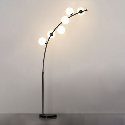 Black Valentina arc floor lamp with bubble glass shades Valentina Modern Arc Multi Head Bubble Floor Lamp