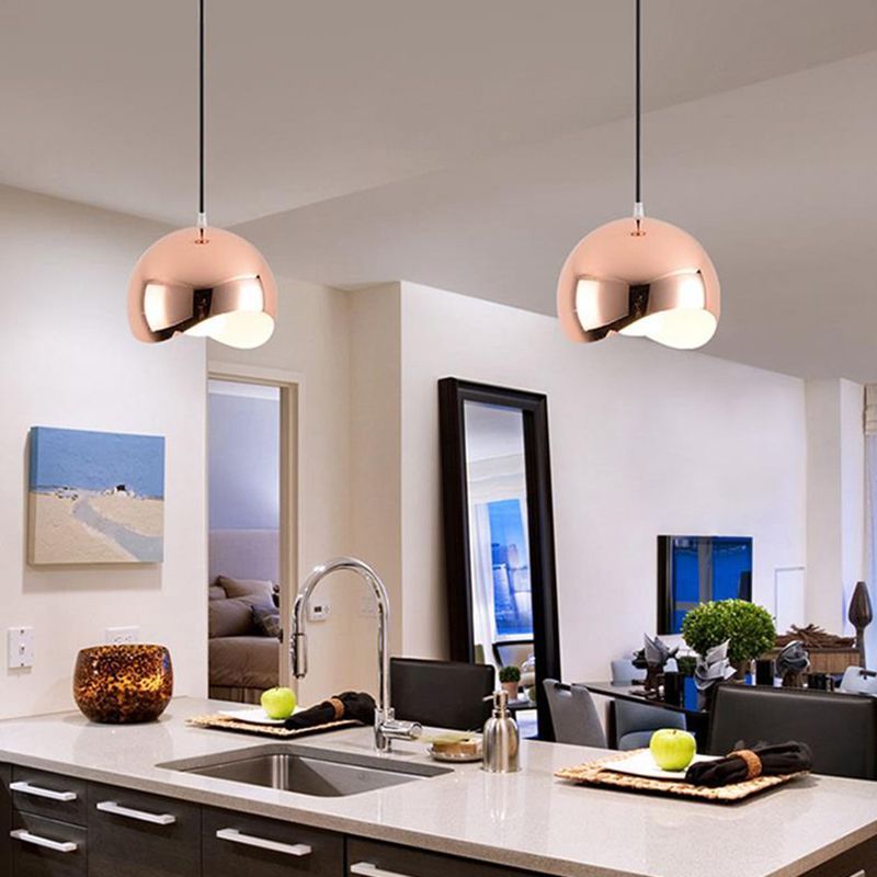 Rose Gold Cooley Pendant Lights in Modern Kitchen
