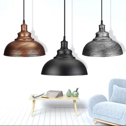 Cooley Pendant Lights: Copper, Black, Silver Industrial Metal