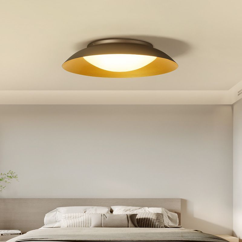 Cairns Brass Flush Mount Ceiling Light in Bedroom