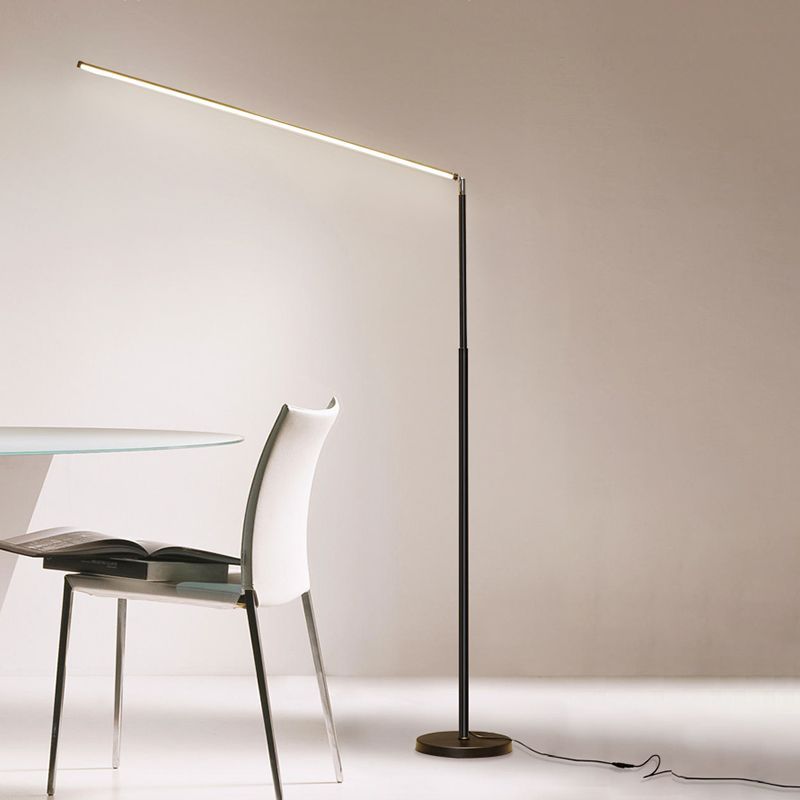 Modern Edge Linear Floor Lamp illuminating living room