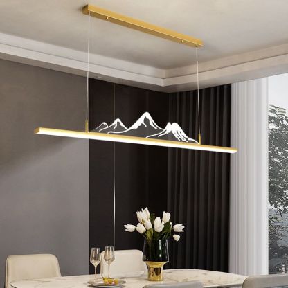 Gold mountain LED pendant light by Las Sola, artistic lighting.