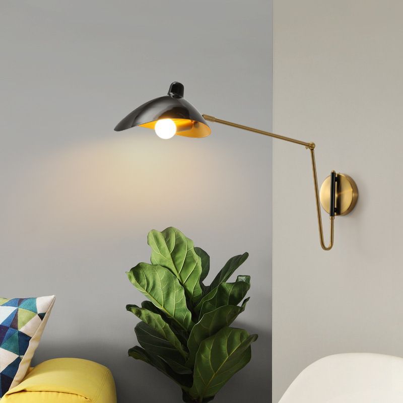 Brady Black Industrial Swing Arm Vanity Wall Lamp