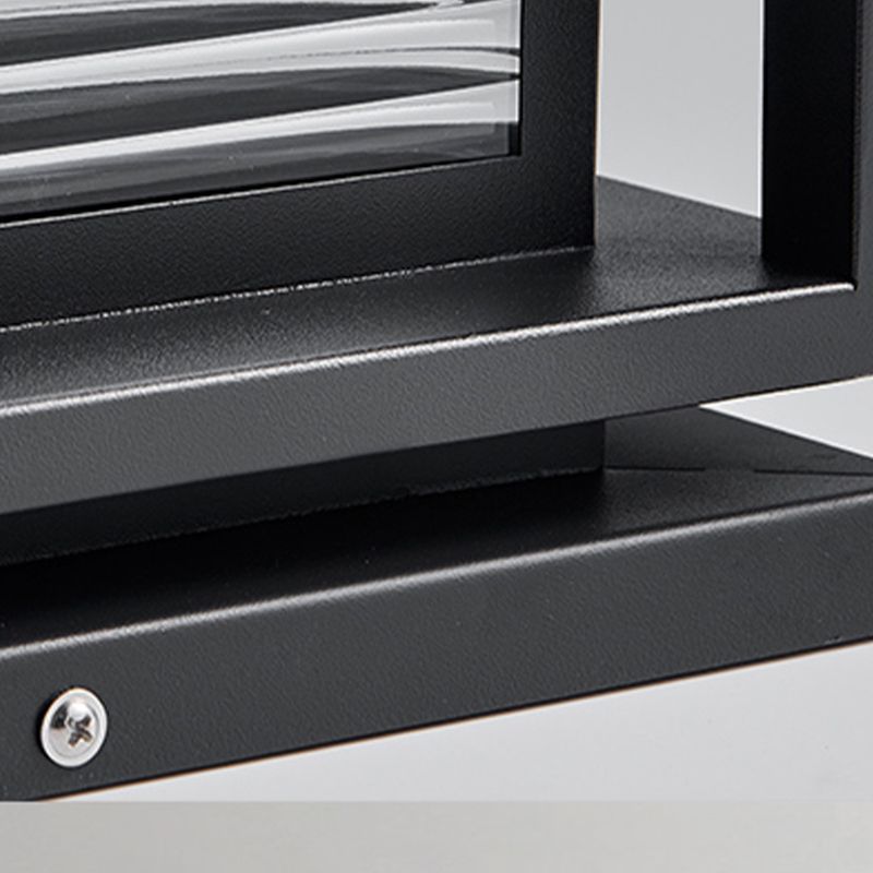 Close-up of Riley outdoor pillar lamp base and frame