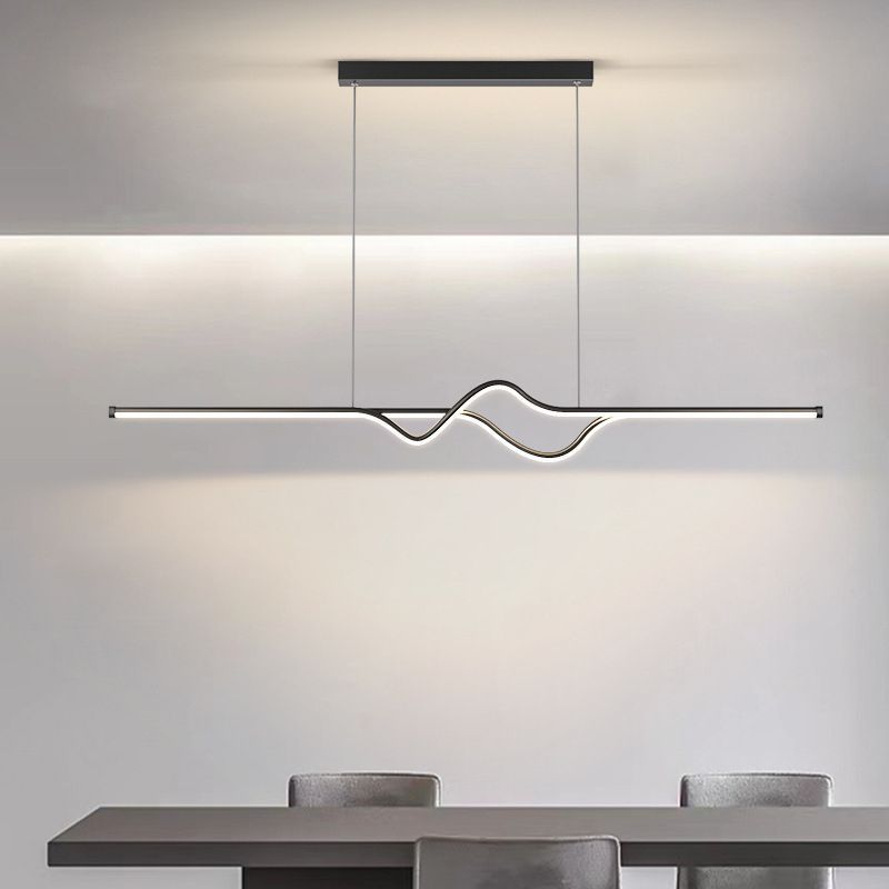 Modern black linear pendant light fixture