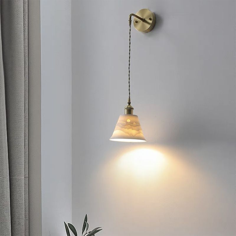 Lottie Modern Cone Wall Lamp hanging, metal and ceramic