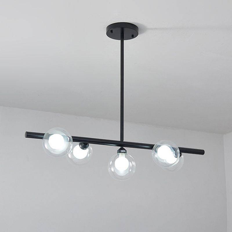 Valentina Nordic Pendant Light, Black Finish, Glass Globes