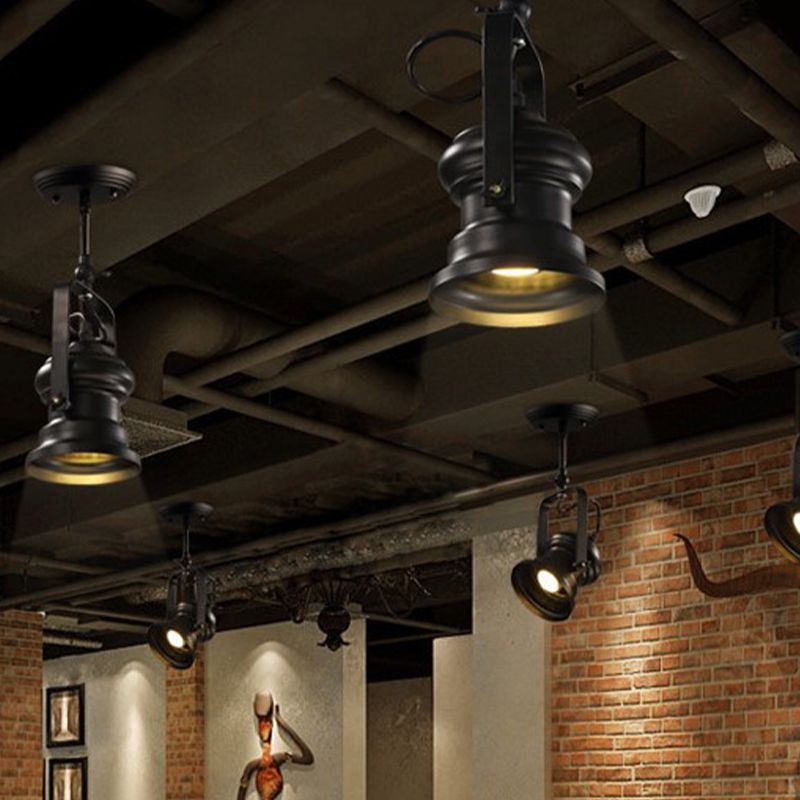 Industrial ceiling light. Alessio semi-flush mount lighting fixture.