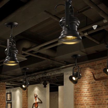 Industrial ceiling light. Alessio semi-flush mount lighting fixture.