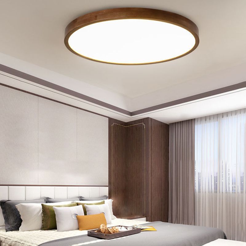 Modern walnut LED ceiling light in bedroom