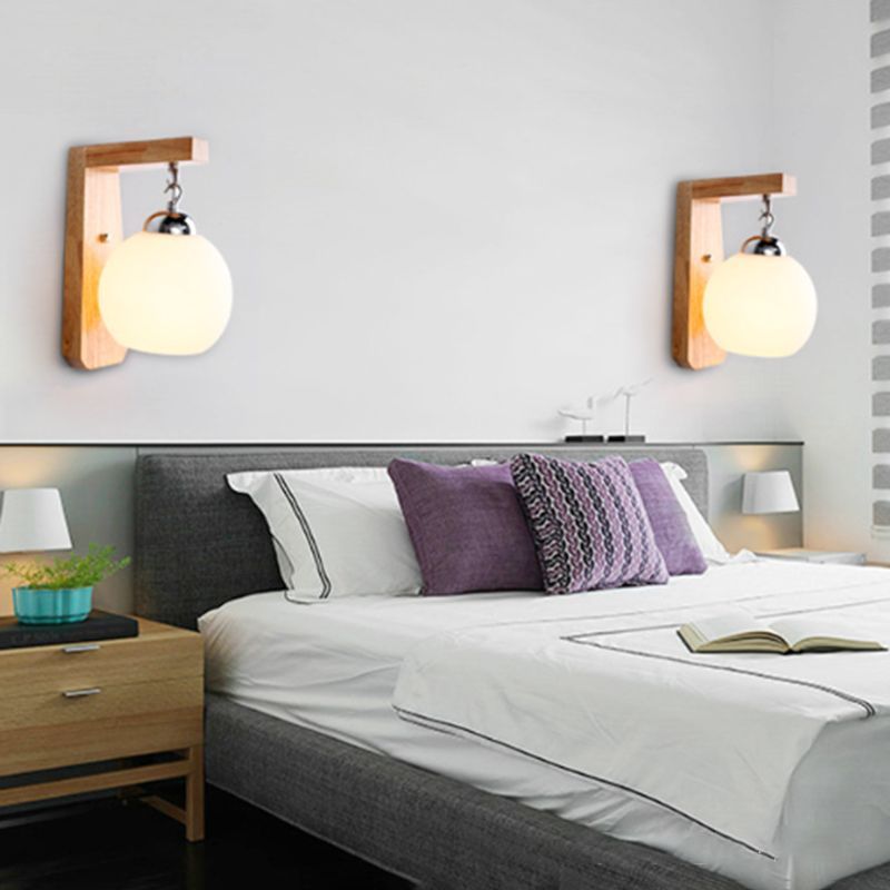 Ozawa Nordic Vanity Wall Light - Bedroom ambiance, wood & glass