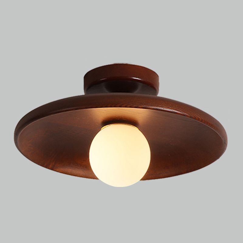 Carins Modern Round Flush Mount Ceiling Light - Walnut