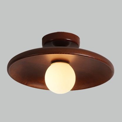 Carins Modern Round Flush Mount Ceiling Light - Walnut