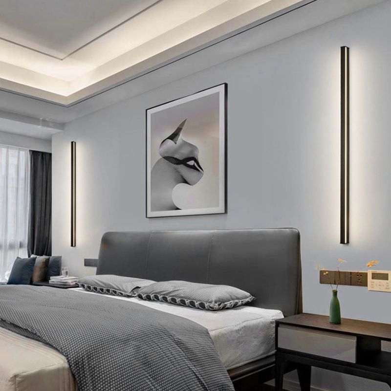 Bedroom featuring Edge minimalist wall lamps by Las Sola. Modern lighting.